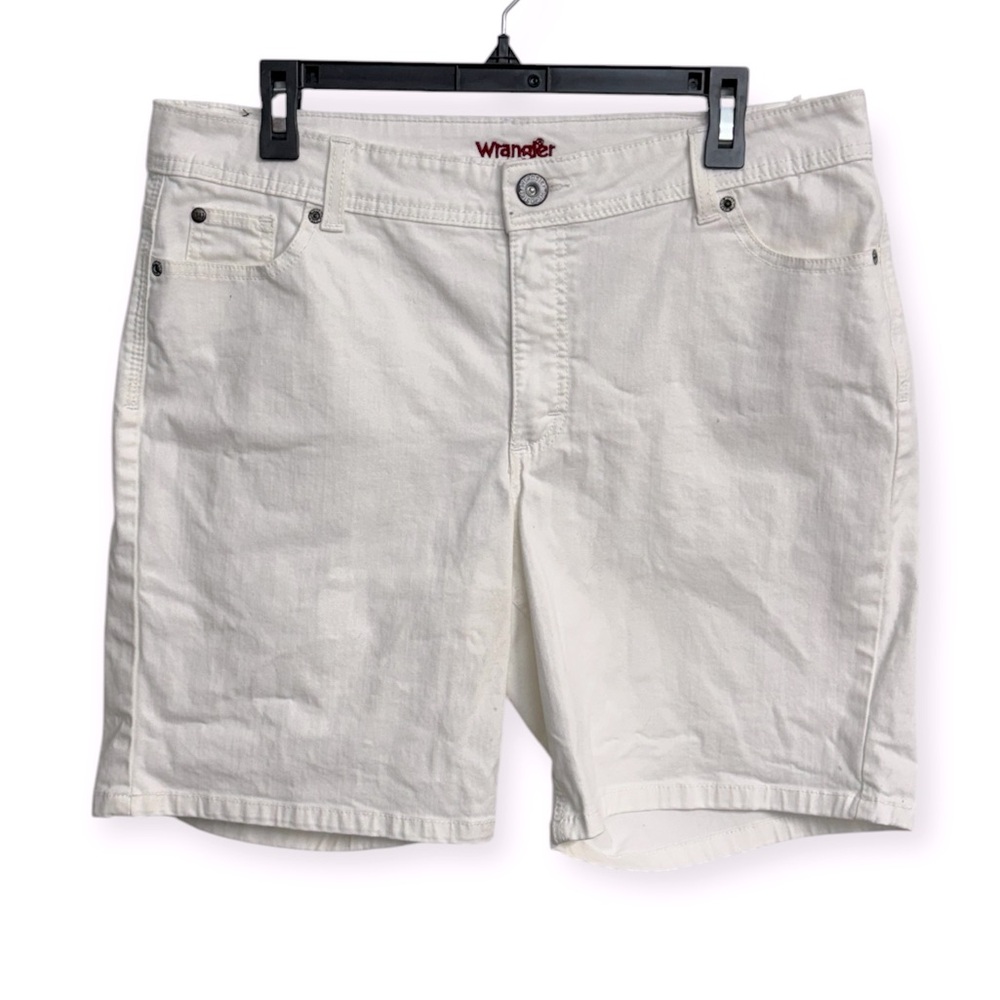 Wrangler White Jean Shorts Classic Mid-Thigh Shorts Size 14